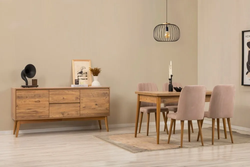 Vina 01 0900 Atlantic Pine Stone (Produžni trpezarijski sto, stolice i konzola (6 komada))