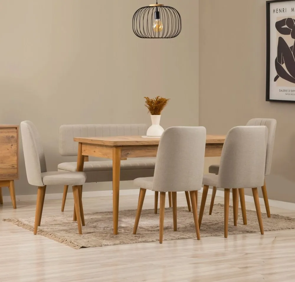 Vina Atlantic Pine Cream set : sto, stolice i klupa