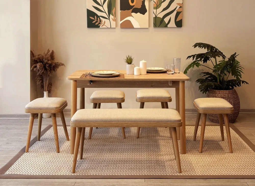 Vina Mini 06 1005 Oak Cream set : sto, stolice i klupa