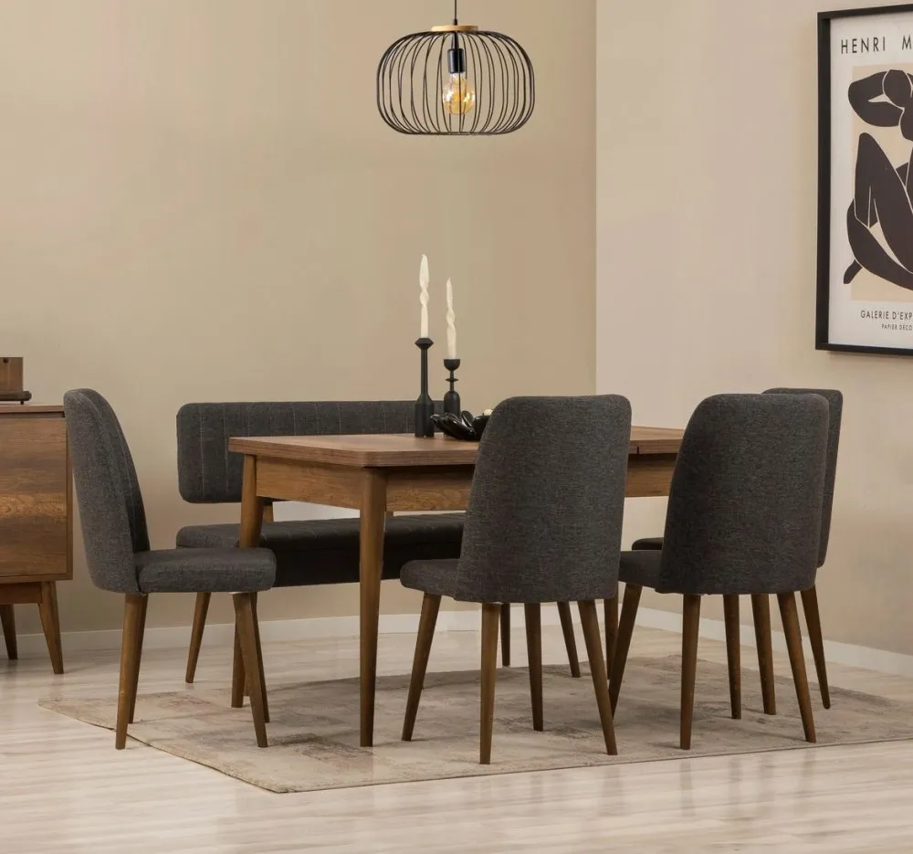 Vina Walnut Anthracite set stola i stolica i klupe