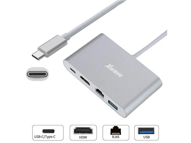 Xwave Adapter USB3.1 Tip-C M na HDMI,USB3.0,RJ45 F