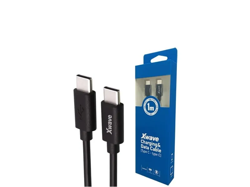 Kabl Tip-C muški na Tip-C muški 1M 3A 5Gbps,blister,PVC crni