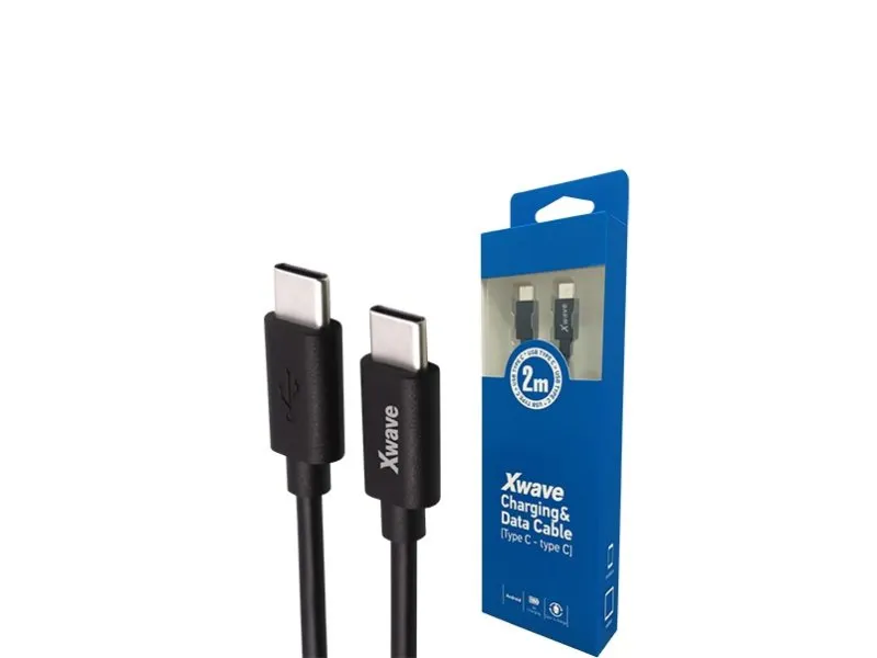 Kabl Tip-C muški na Tip-C muški 2M 3A 5Gbps,blister,PVC crni