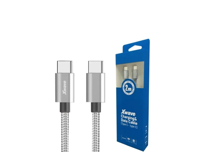 Kabl Tip-C muški na Tip-C muški 2M 3A 5Gbps,upleteni,tamno sivi