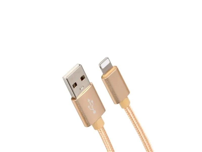 Kabl USB IPHONE 1.2M 3A,lightning aluminium,upleteni zlatni