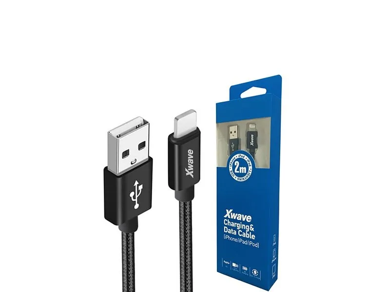 Kabl USB IPHONE 2M 3A,lightning aluminium,upleteni black