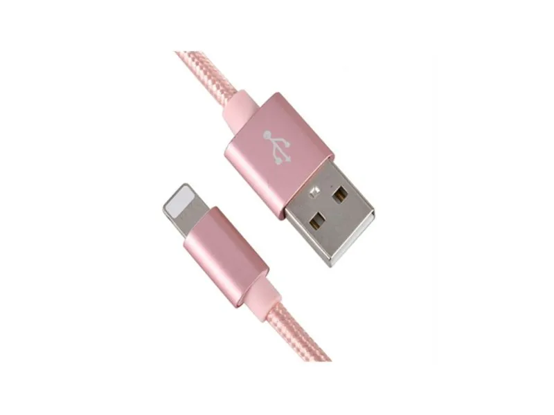 Kabl USB IPHONE 2M 3A,lightning aluminium,upleteni roze zlatni