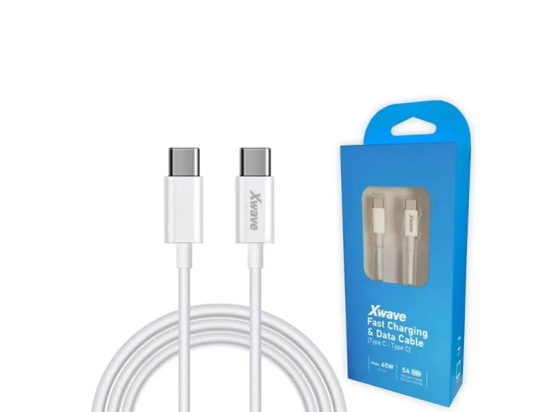 Kabl USB Tip-C muški na Tip-C muški 1M 5A 5Gbps,65W punjenje,bakar,beli