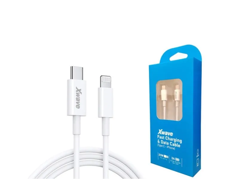 Kabl USB Tip-C za IPHONE 1M 3A 20W,brzo punjenje,bakar,beli