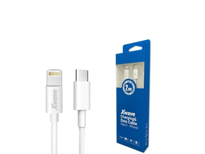 Kabl USB Tip-C za IPHONE 2M 3A,lightning aluminium,beli