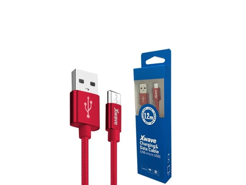 Kabl USB2.0 na Micro USB 1.2M,2A,aluminium,upleten,crveni