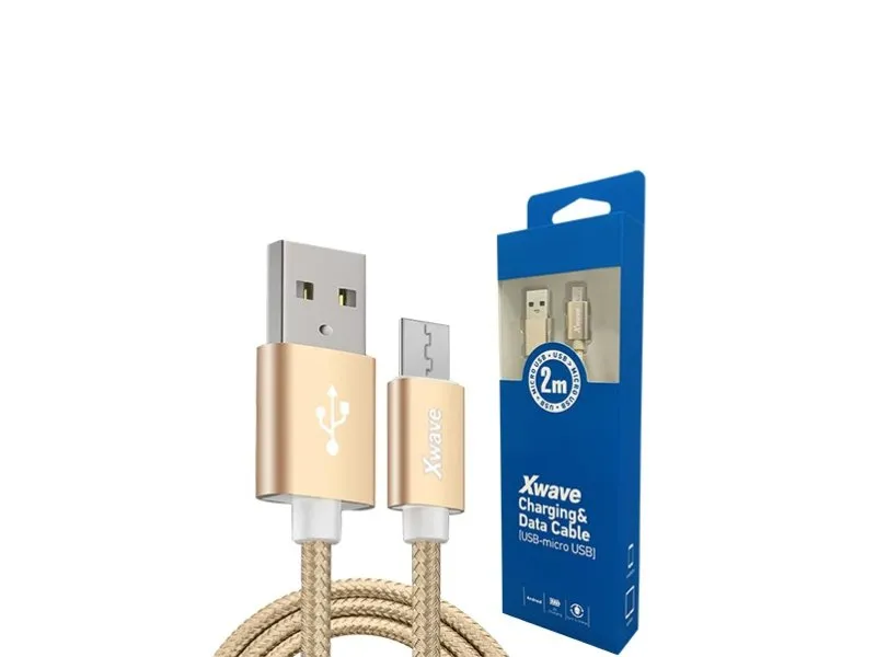 Kabl USB2.0 na Micro USB 2M,2A,aluminium,upleteni,zlatni