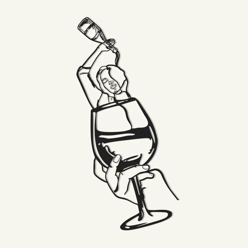 Zidna dekoracija Glass of Wine Girl Line Art APT749 M