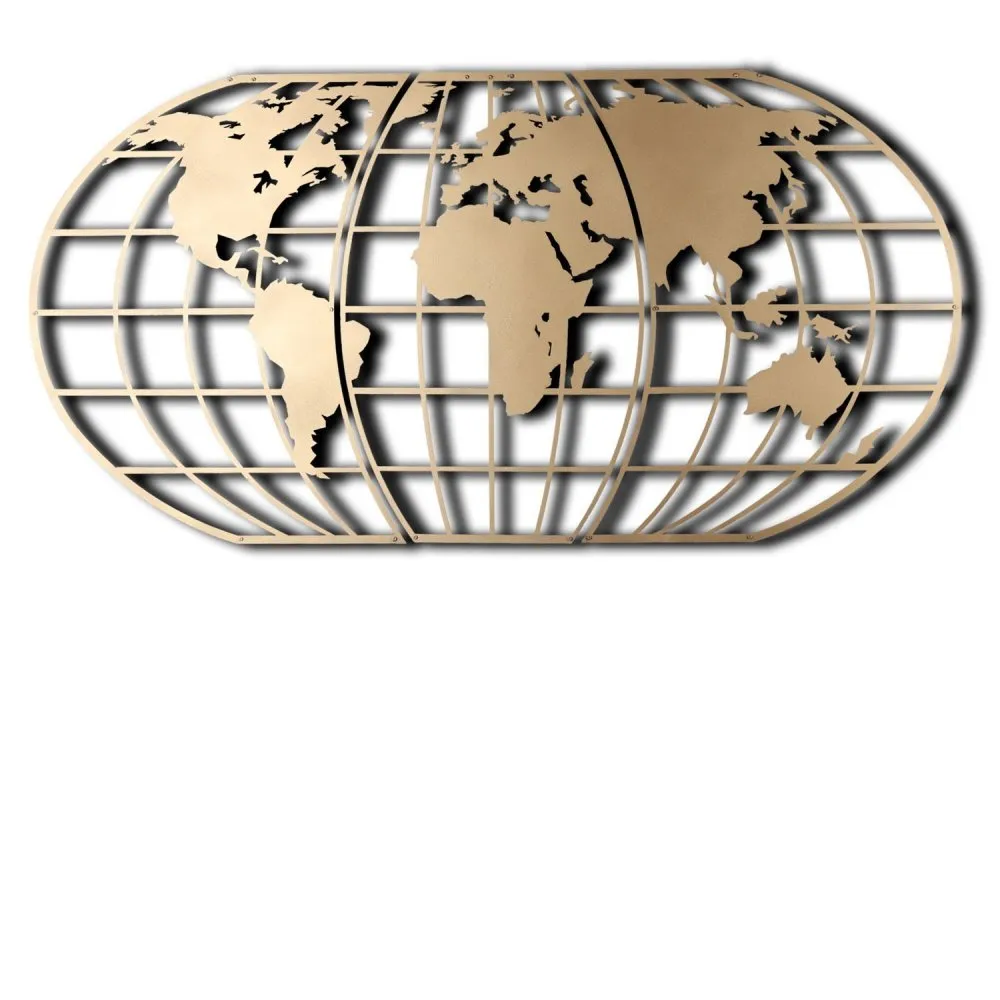 Zidna dekoracija World Map Globe Led Gold