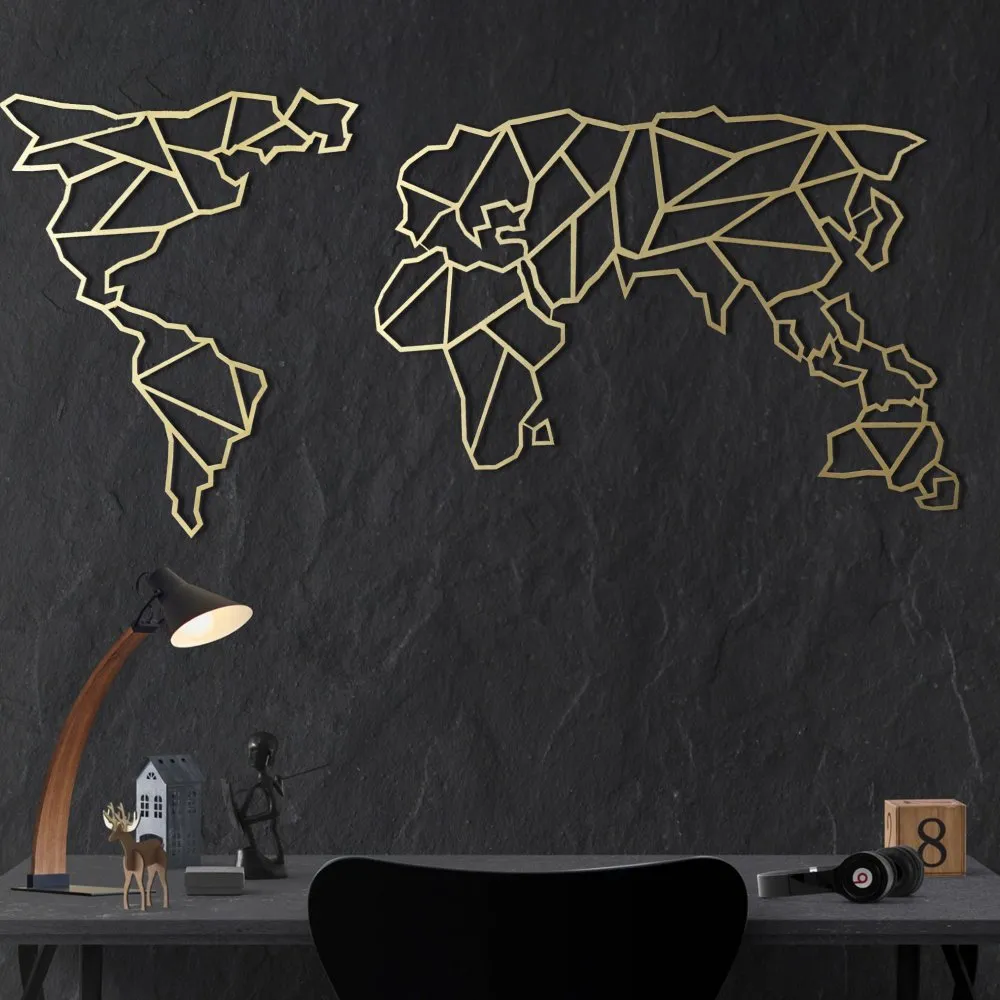 Zidna dekoracija World Map Gold