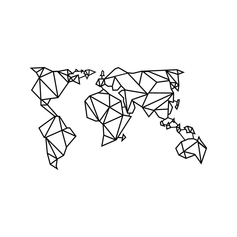 Zidna dekoracija World Map Metal Decor 4 Black