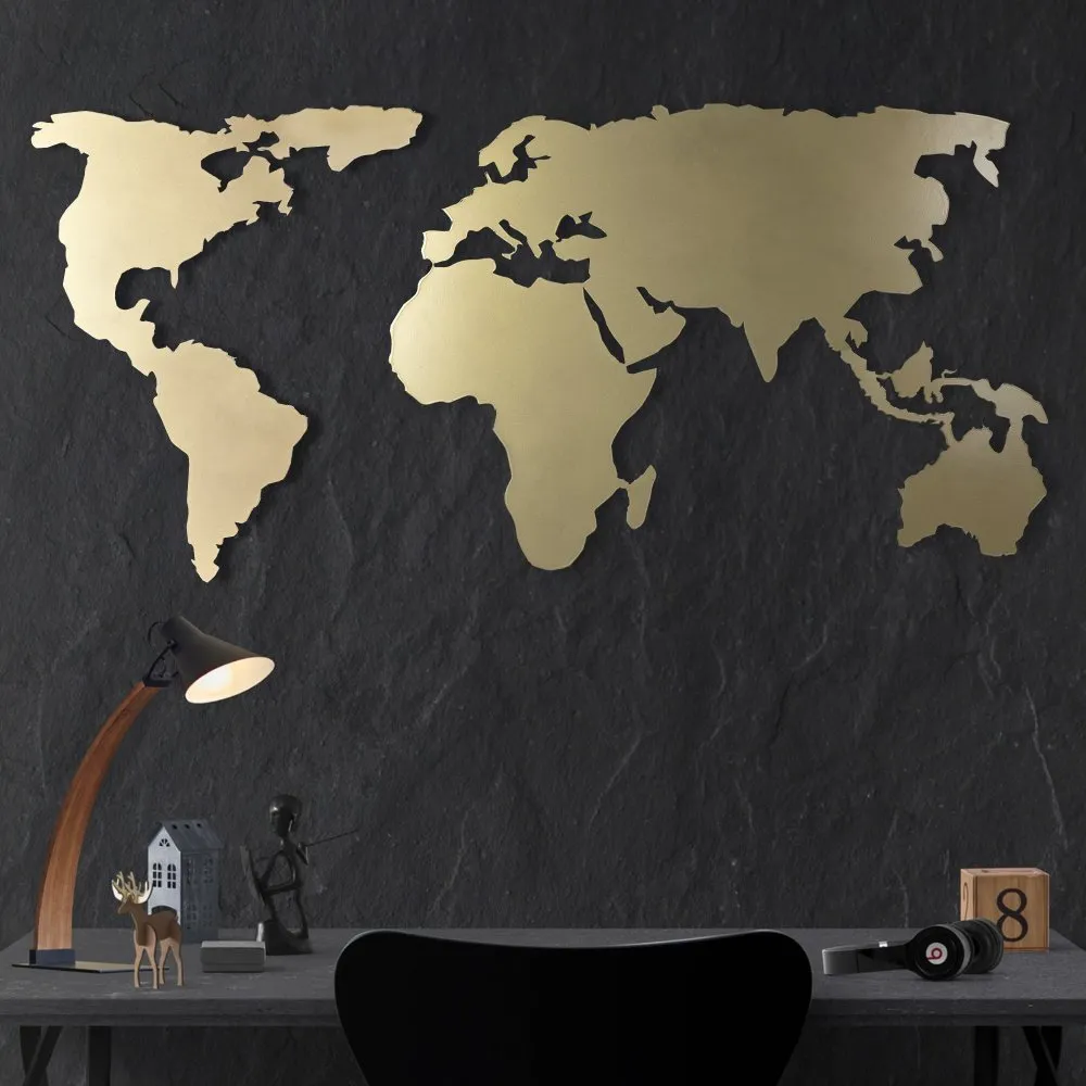 Zidna dekoracija World Map Silhouette Gold