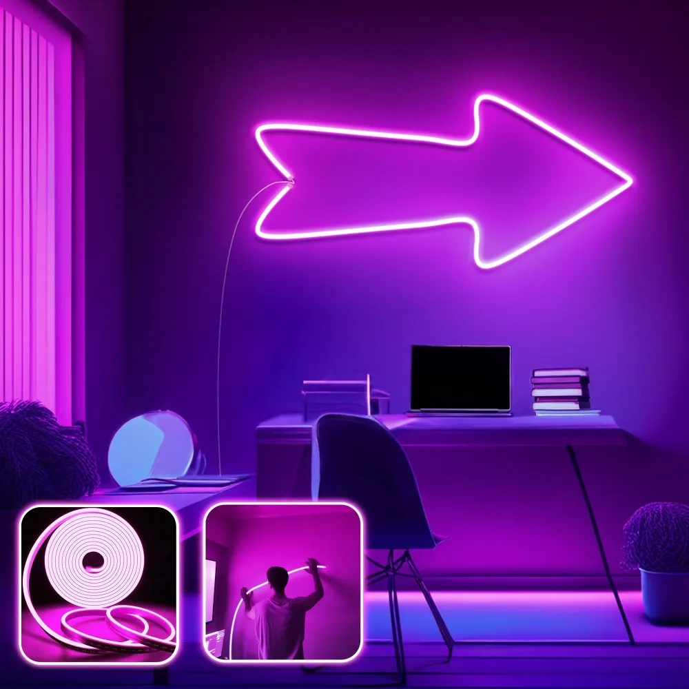 Zidna LED dekoracija Arrow Large Pink