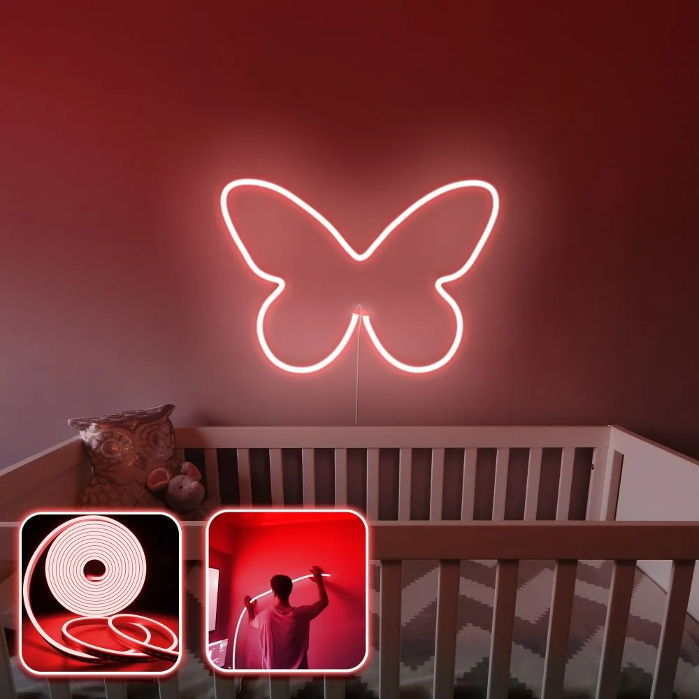 Zidna LED dekoracija Butterfly Medium Red