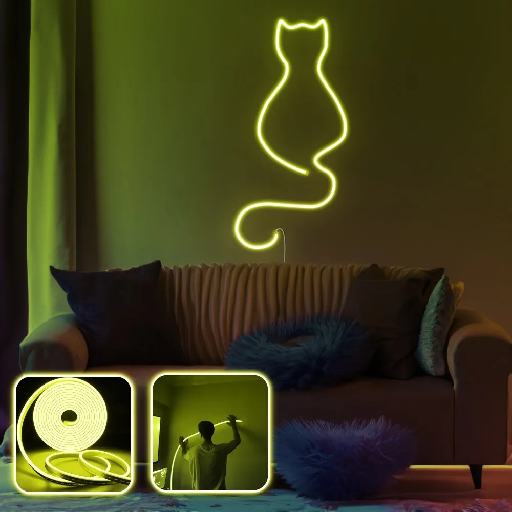 Zidna LED dekoracija Daisy the Cat Medium Yellow