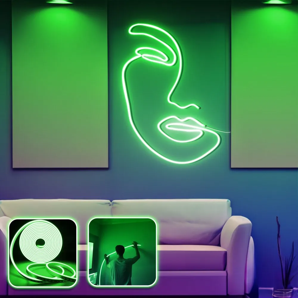 Zidna LED dekoracija Face Art Large Green