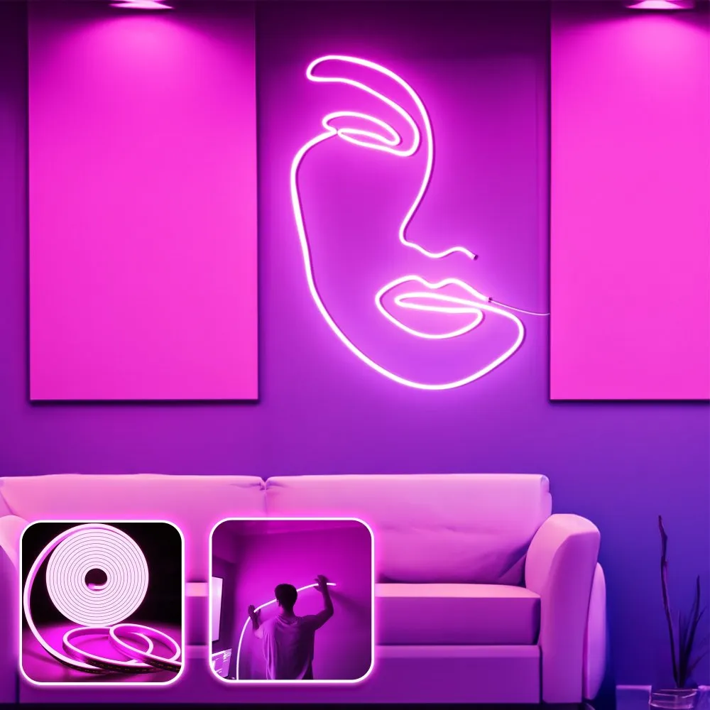 Zidna LED dekoracija Face Art Large Pink