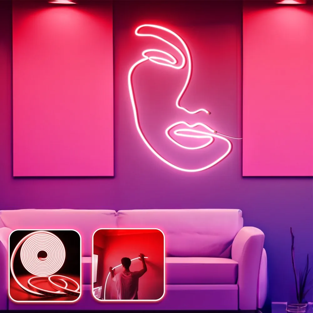 Zidna LED dekoracija Face Art Large Red