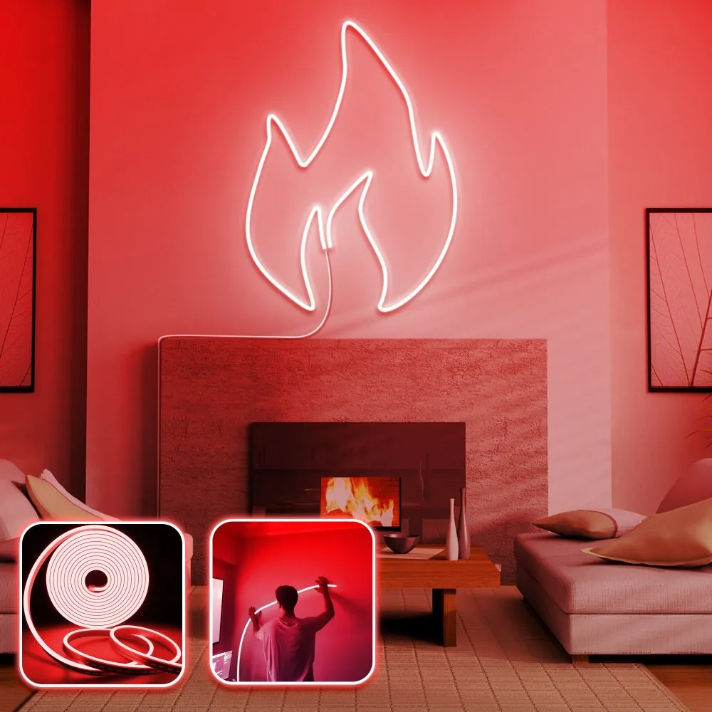 Zidna LED dekoracija Fire Large Red