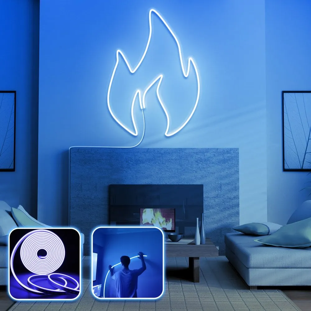Zidna LED dekoracija Fire Medium Blue