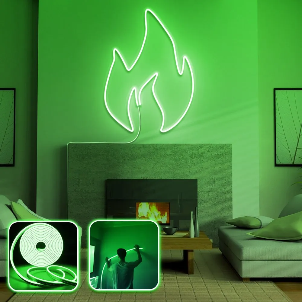 Zidna LED dekoracija Fire Medium Green