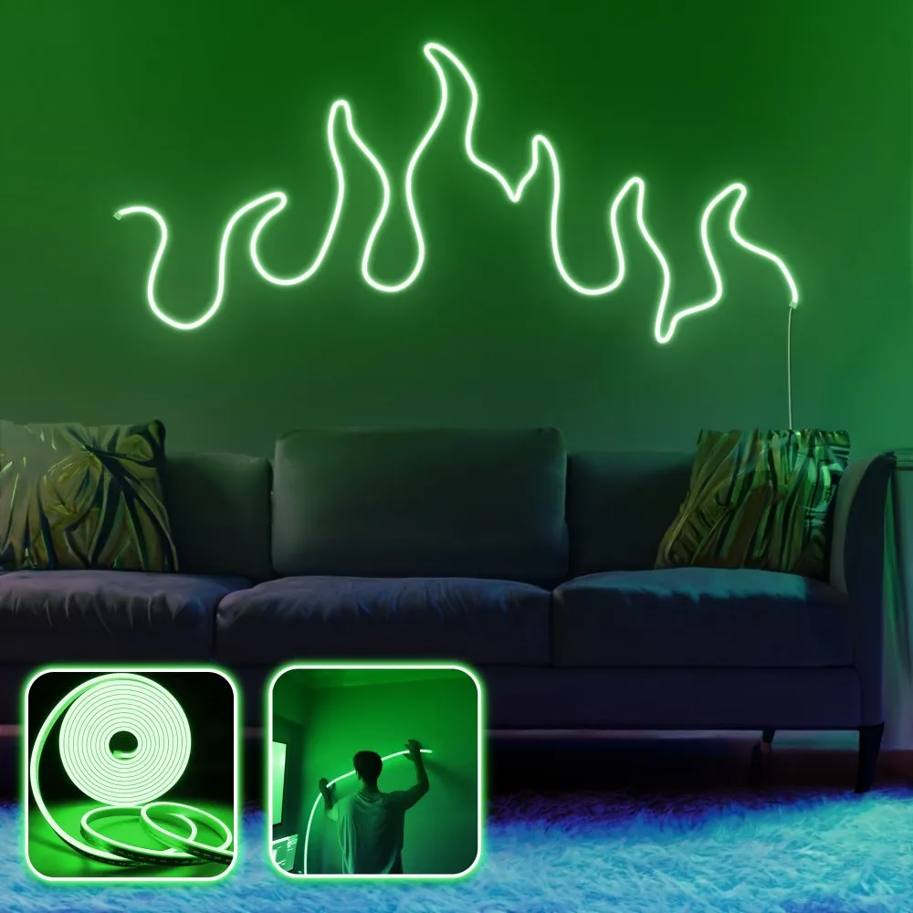 Zidna LED dekoracija Flames XL Green