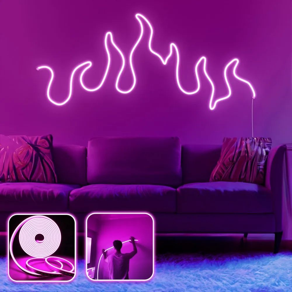 Zidna LED dekoracija Flames XL Pink