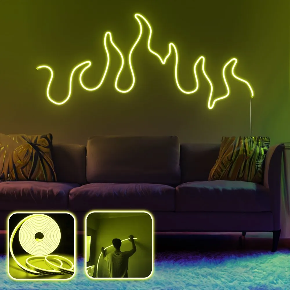 Zidna LED dekoracija Flames XL Yellow