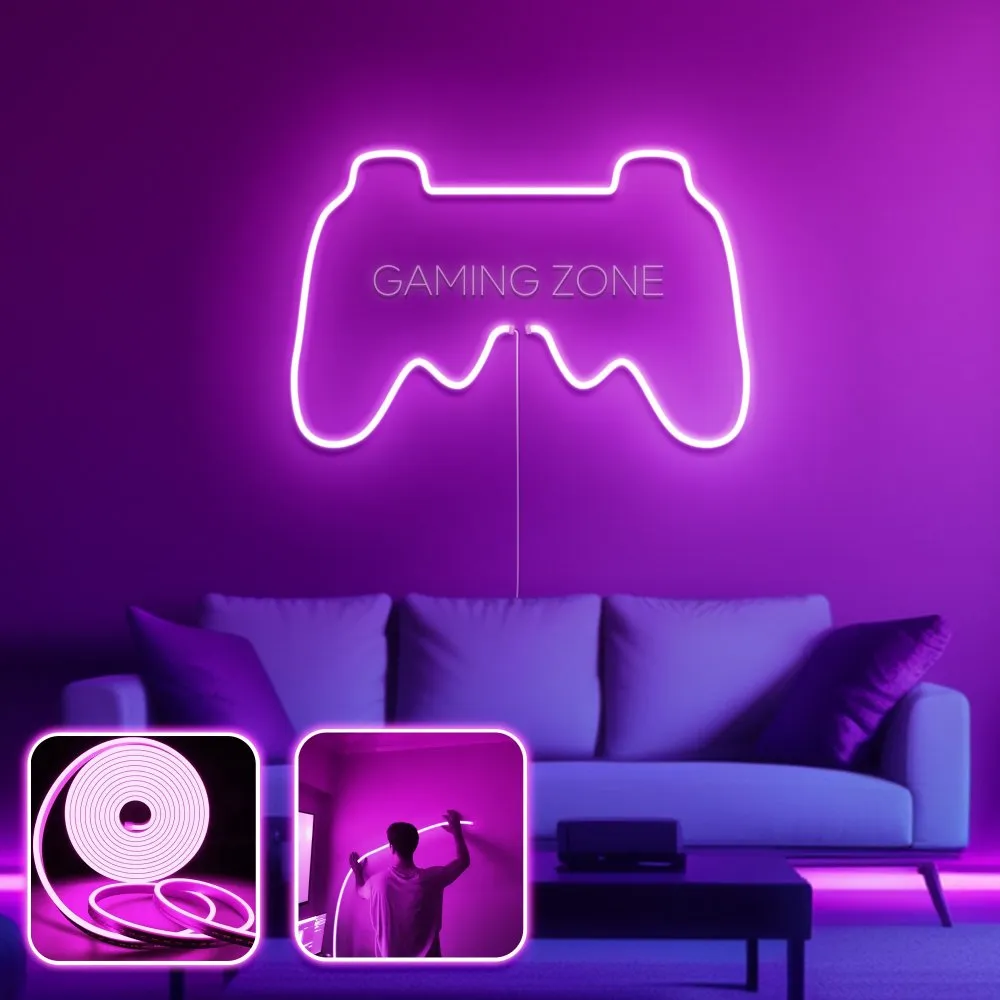 Zidna LED dekoracija Gamer Room Large Pink
