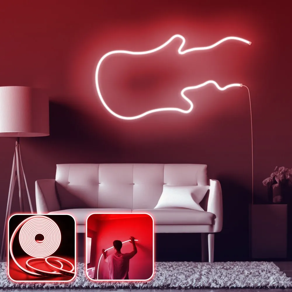 Zidna LED dekoracija Guitar Medium Red