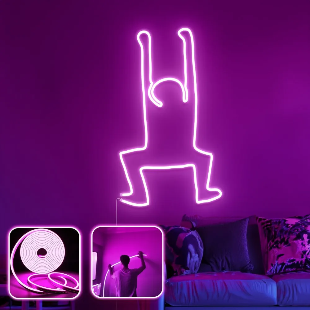 Zidna LED dekoracija Happiness XL Pink