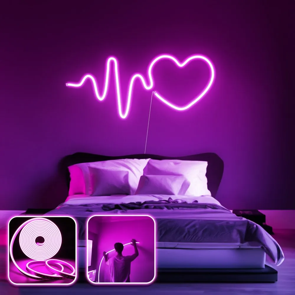 Zidna LED dekoracija Heart Medium Pink
