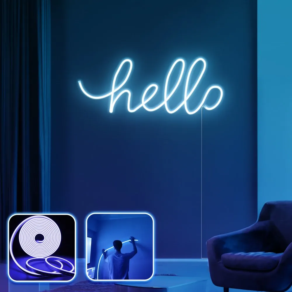 Zidna LED dekoracija Hello Large Blue