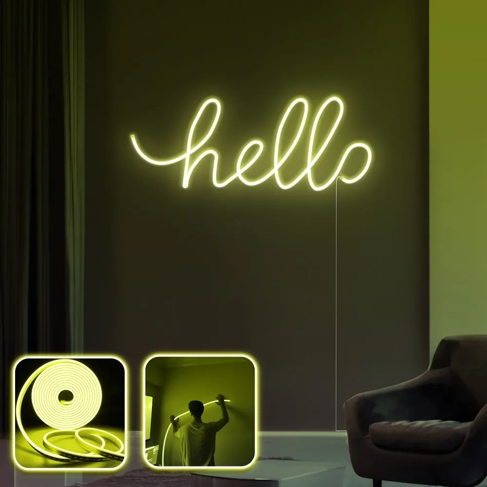 Zidna LED dekoracija Hello Large Yellow