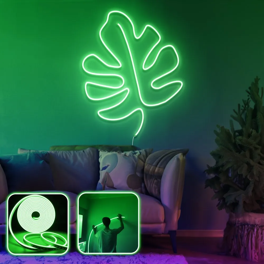 Zidna LED dekoracija Leaf Large Green