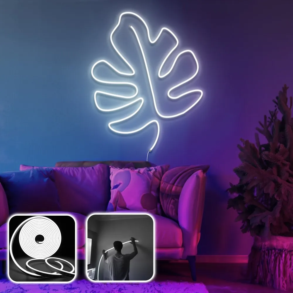 Zidna LED dekoracija Leaf Large White