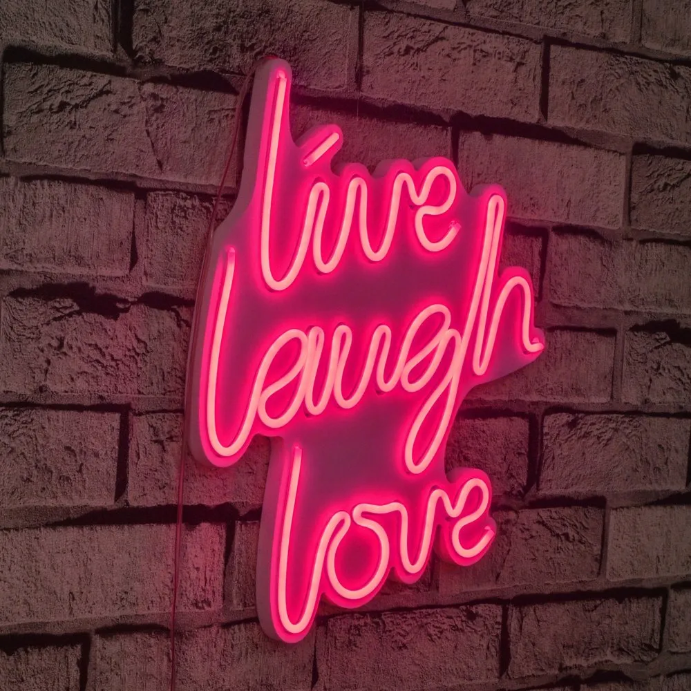 Zidna LED dekoracija Live Laugh Love Pink