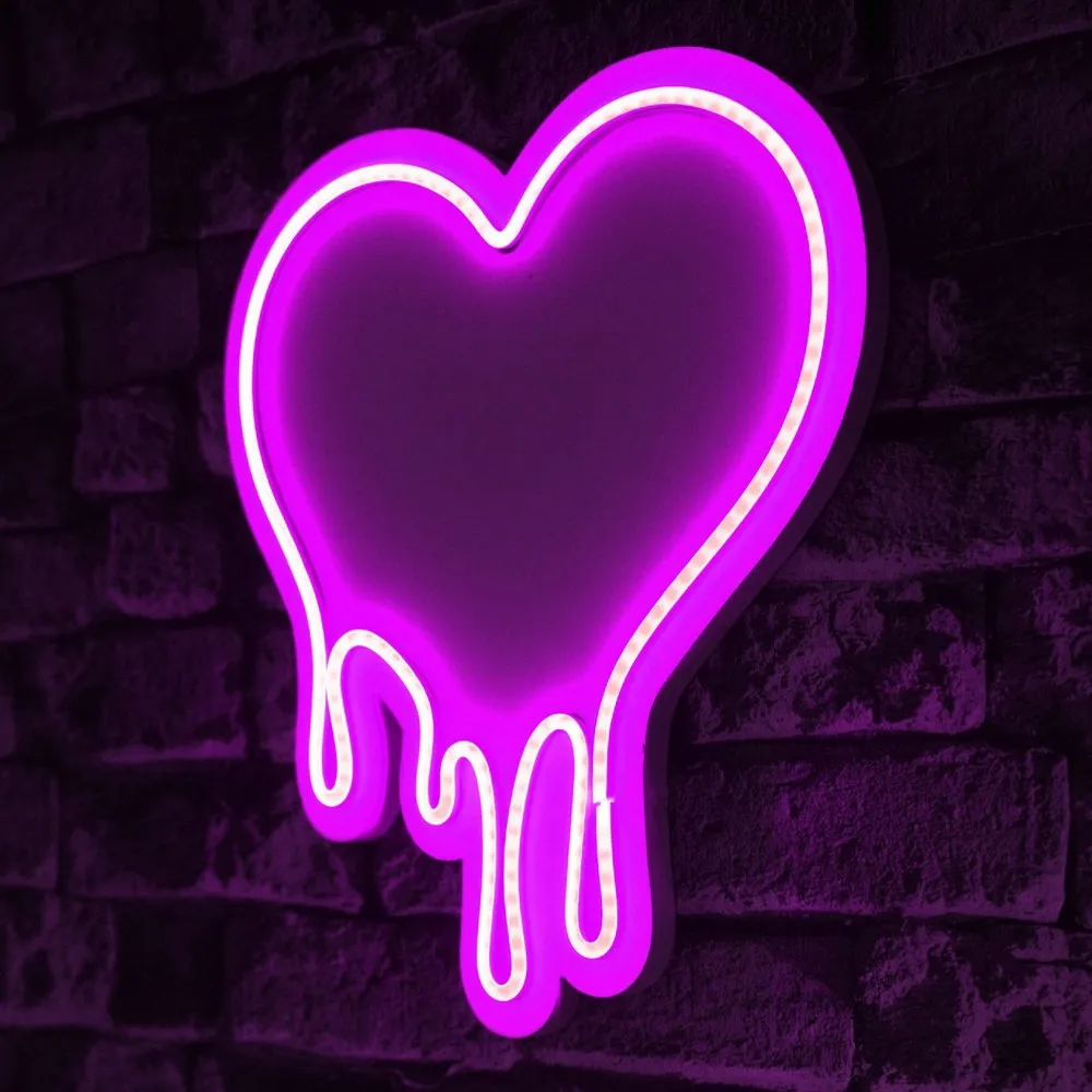 Zidna LED dekoracija Melting Heart Pink