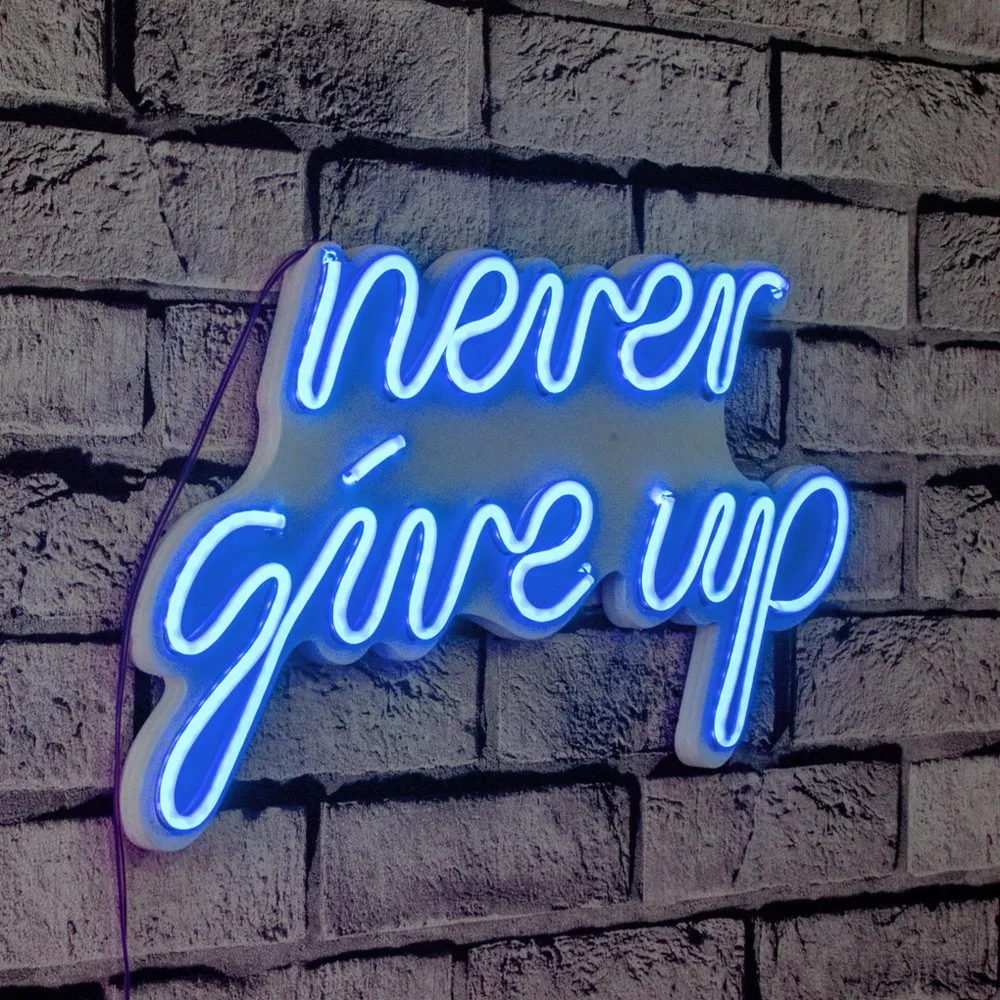 Zidna LED dekoracija Never Give Up Blue