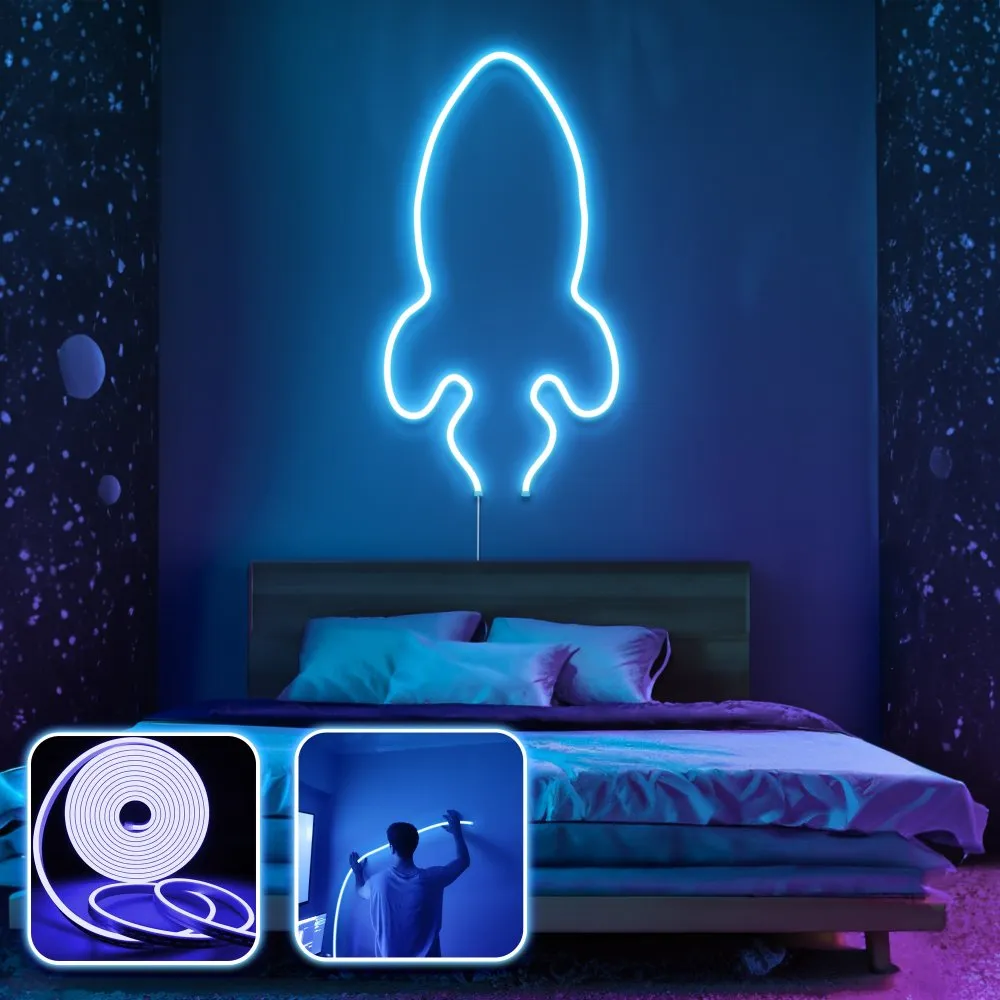 Zidna LED dekoracija Rocket Medium Blue