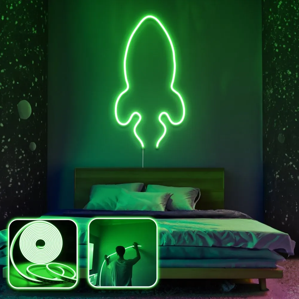 Zidna LED dekoracija Rocket Medium Green