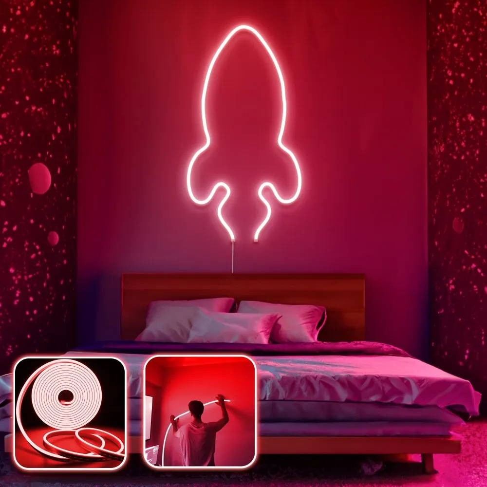 Zidna LED dekoracija Rocket Medium Red