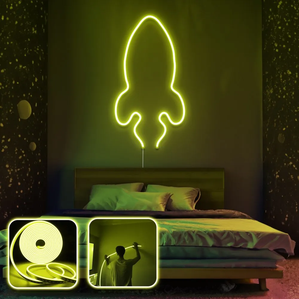 Zidna LED dekoracija Rocket Medium Yellow
