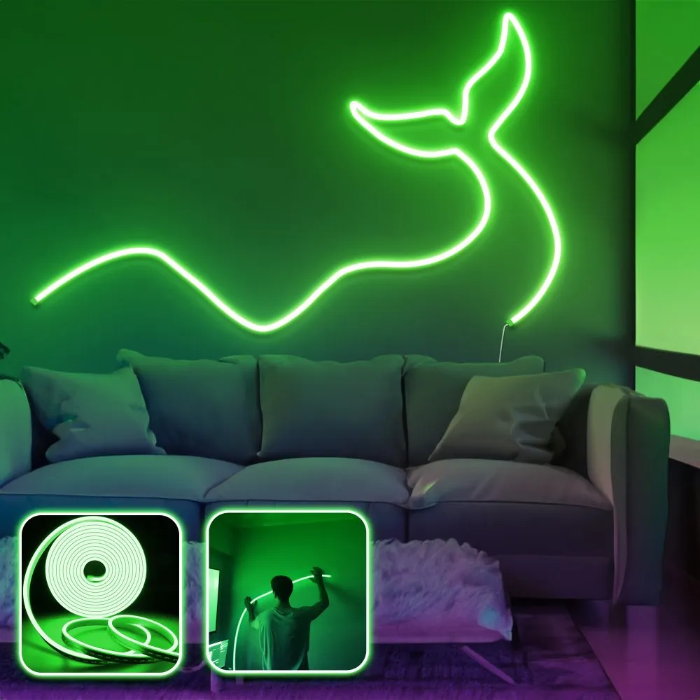 Zidna LED dekoracija Wave and Tail Large Green