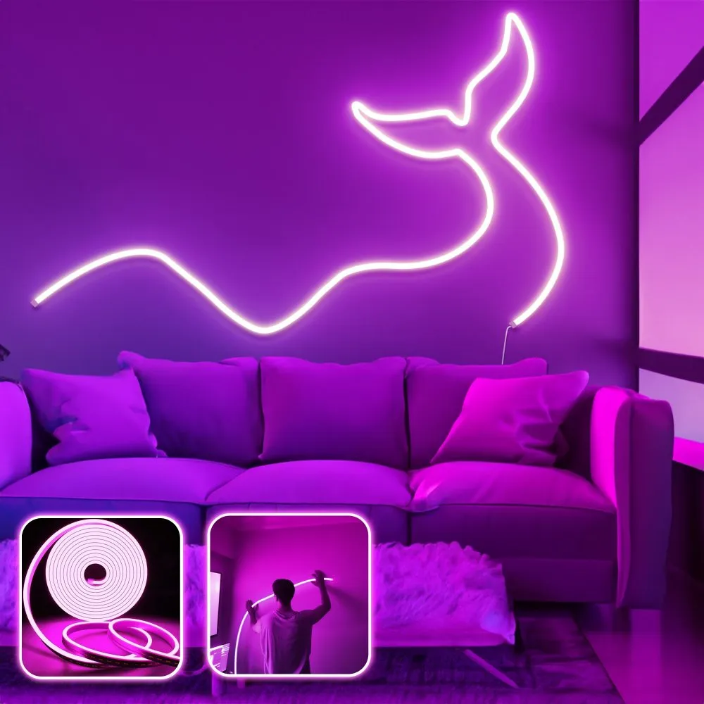 Zidna LED dekoracija Wave and Tail Large Pink